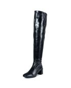 Cuissardes en Cuir Jama noires  - Talon 6 cm