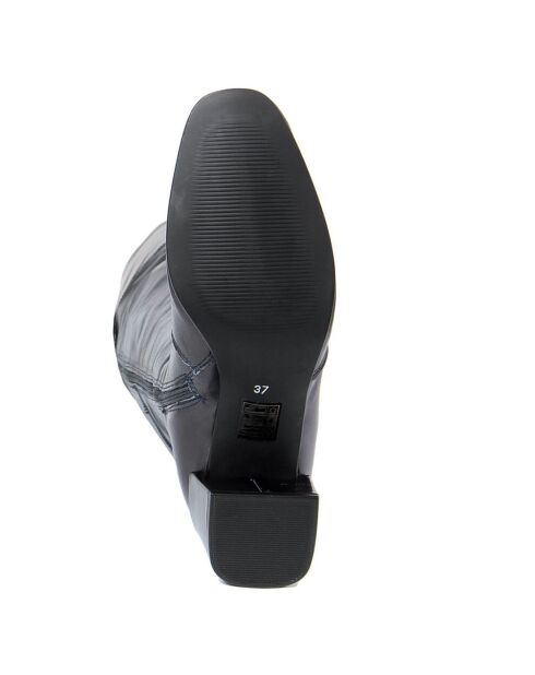 Cuissardes en Cuir Jama noires  - Talon 6 cm