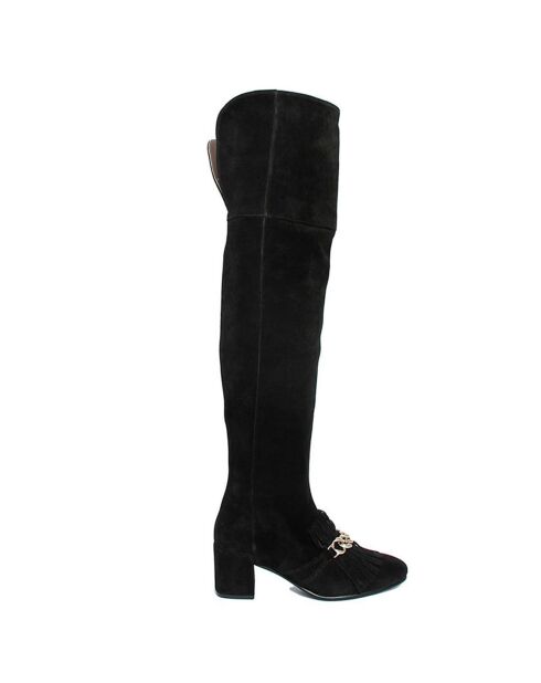 Cuissardes en Velours de Cuir Jamia noires  - Talon 6 cm