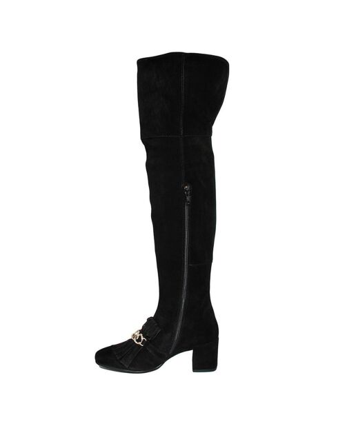Cuissardes en Velours de Cuir Jamia noires  - Talon 6 cm