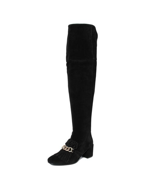 Cuissardes en Velours de Cuir Jamia noires  - Talon 6 cm