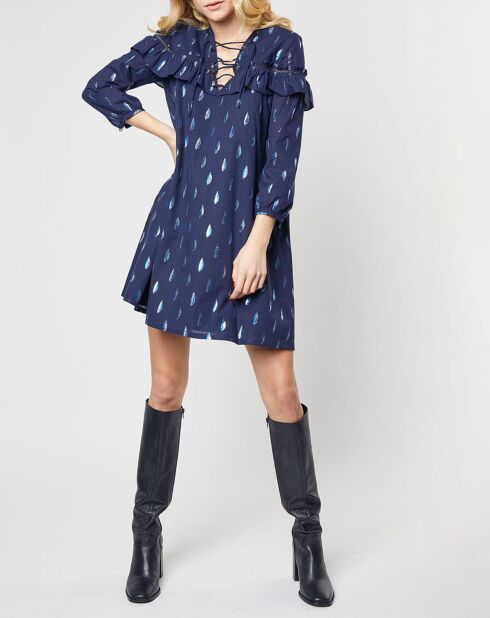 Robe Ropa en Coton imprimé bleu marine