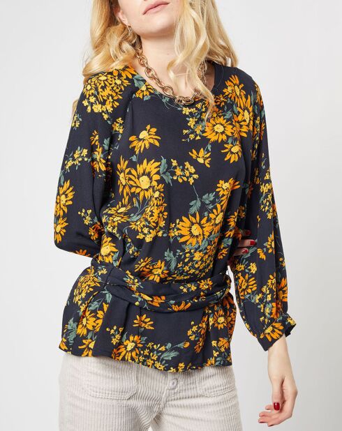Top Filippa imprimé fleuri noir