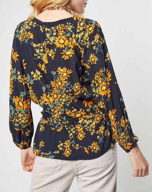 Top Filippa imprimé fleuri noir