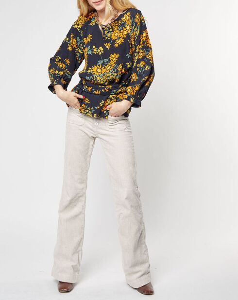 Top Filippa imprimé fleuri noir