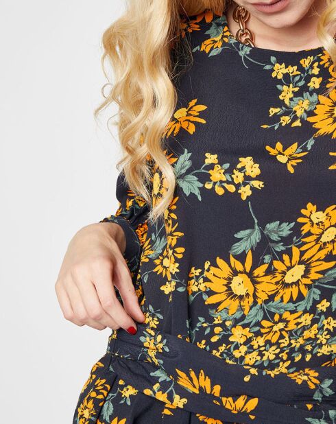 Top Filippa imprimé fleuri noir