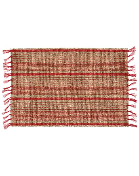 Set de table Damier naturel/rouge - 45x30 cm