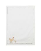 Torchon Poule A la Ferme blanc - 50x70 cm