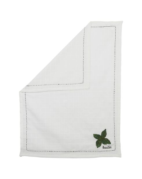 Torchon Basilic A la Ferme blanc - 50x70 cm
