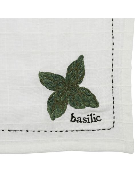 Torchon Basilic A la Ferme blanc - 50x70 cm