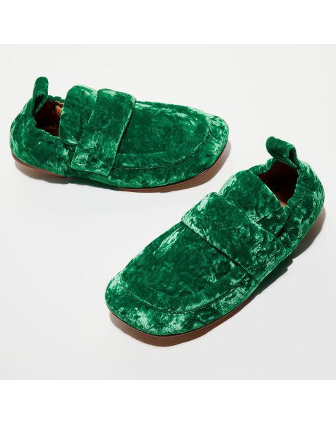 Mocassins matelassés en Velours Mia vert