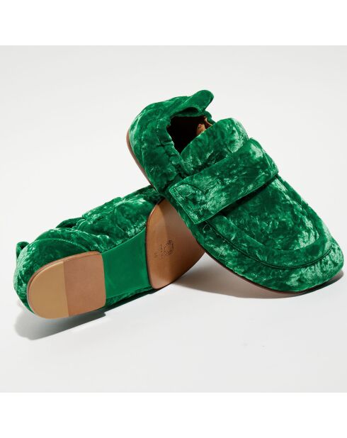 Mocassins matelassés en Velours Mia vert
