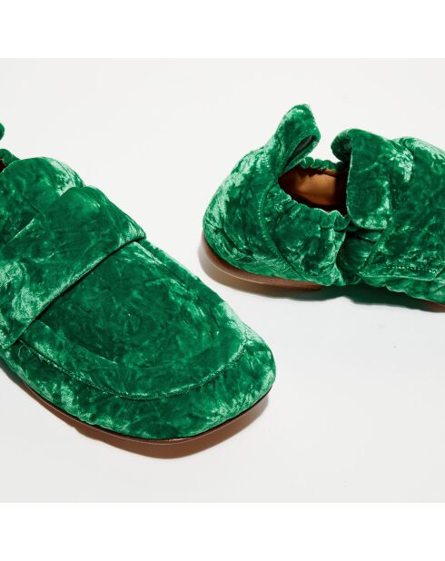 Mocassins matelassés en Velours Mia vert