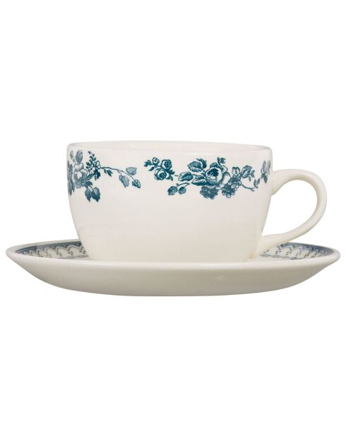 Tasse à thé avec soucoupe Faustine bleu ancien - 11x8.5x6 cm