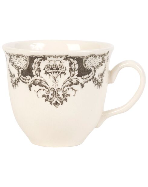 Tasse à thé avec soucoupe Clothilde grise - 11x8.5x7.5 cm