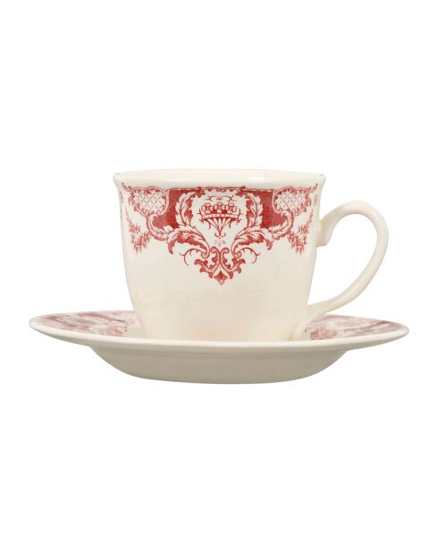 Tasse à thé avec soucoupe Clothilde bordeaux - 11x8.5x7.5 cm