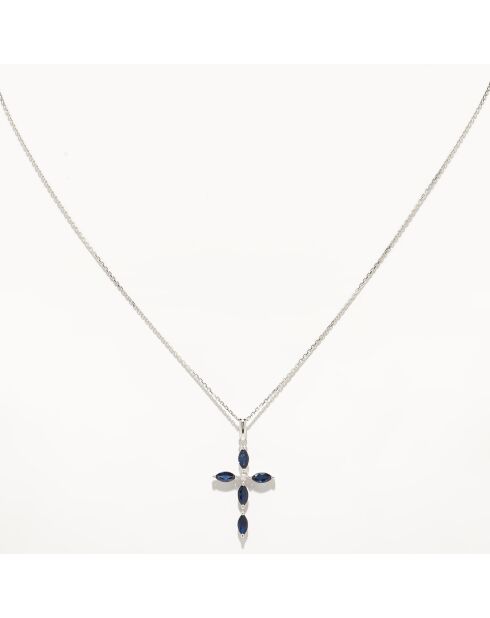 Pendentif Antonelle Diamant 0.003 ct & Saphirs 0.96 ct or blanc