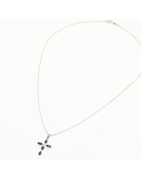Pendentif Antonelle Diamant 0.003 ct & Saphirs 0.96 ct or blanc