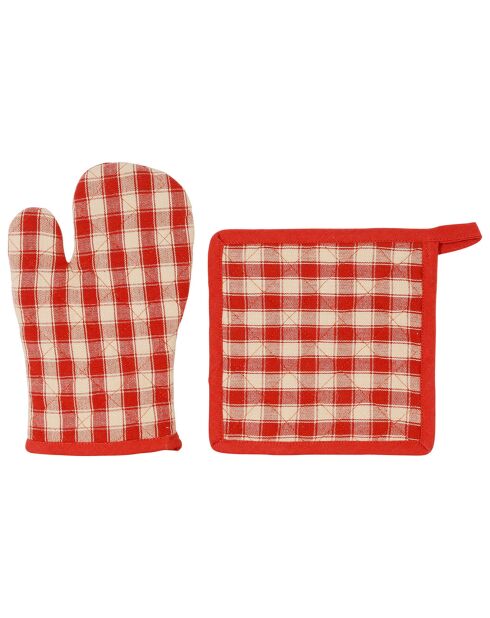 Set de guantes y portaollas rojo campagne