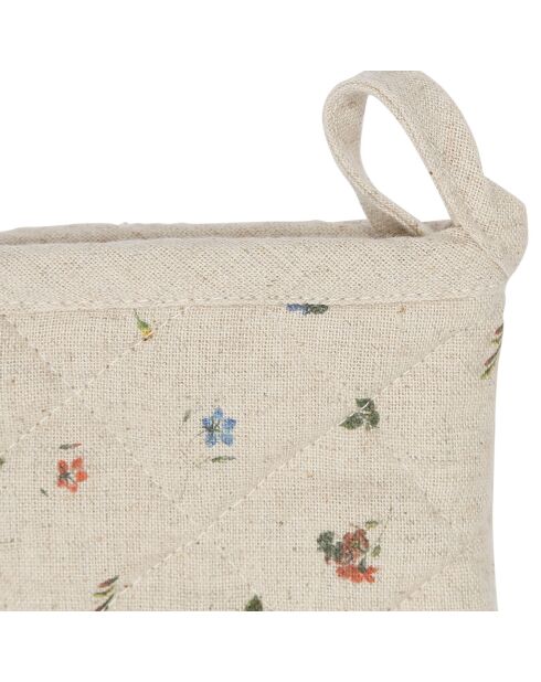 Set Gant et Manique en Coton & Lin Petite Fleur naturel