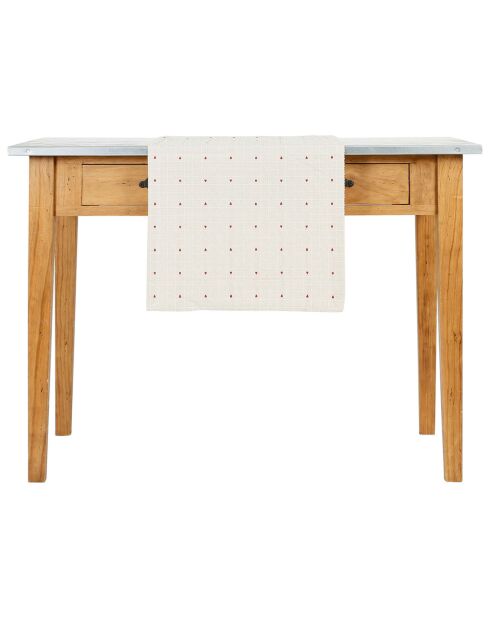 Chemin de table Petit Coeur grège/rouge - 150x45 cm