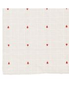 Chemin de table Petit Coeur grège/rouge - 150x45 cm