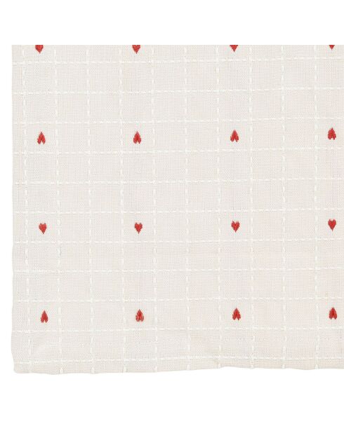 Chemin de table Petit Coeur grège/rouge - 150x45 cm
