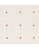 Chemin de table Petit Coeur grège/rouge - 150x45 cm