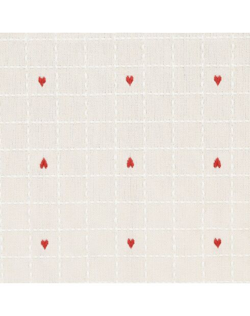 Chemin de table Petit Coeur grège/rouge - 150x45 cm