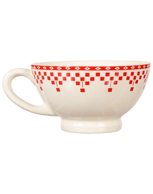 Bol avec anse Damier rouge - D.14x8 cm