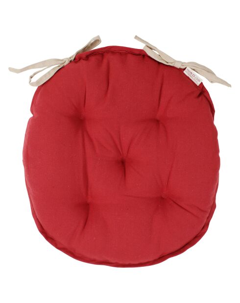 Galette de chaise Mamie Carreaux rouge - D.40 cm