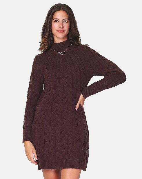 Robe Pull en Maille mélangée café