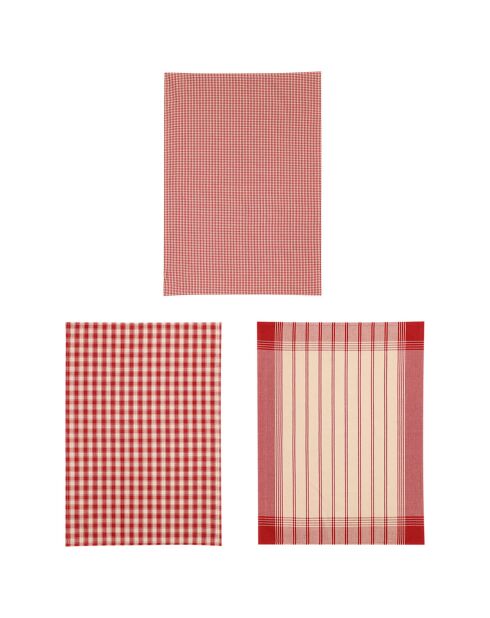 3 Torchons Campagne rouges - 50x70 cm