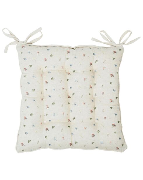 Galette de chaise Petite Fleur naturelle - 40x6x40 cm