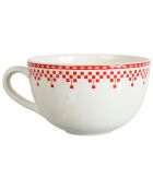 Tasse petit déjeuner avec soucoupe Damier rouge - 16x13.5x8 cm