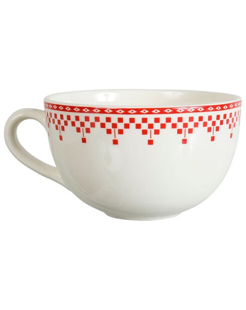 Tasse petit déjeuner avec soucoupe Damier rouge - 16x13.5x8 cm