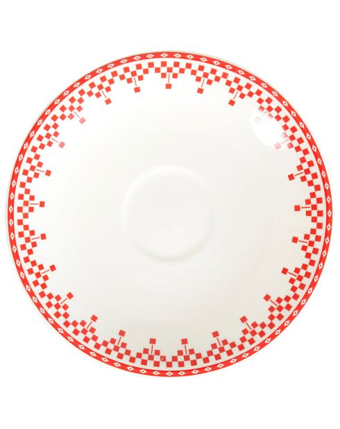 Tasse petit déjeuner avec soucoupe Damier rouge - 16x13.5x8 cm