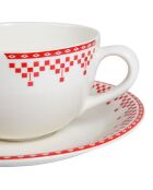 Tasse petit déjeuner avec soucoupe Damier rouge - 16x13.5x8 cm