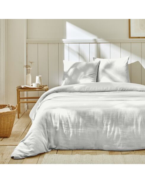 Parure housse de couette 100% double Gaze de coton blanche