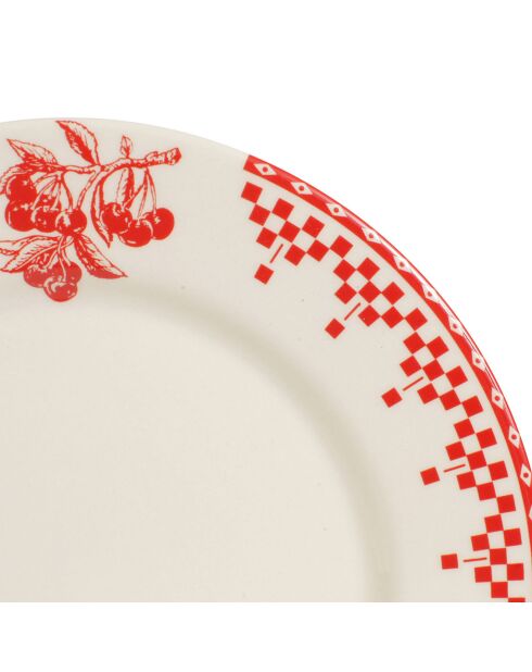 6 Assiettes à dessert Damier rouges - D.22 cm