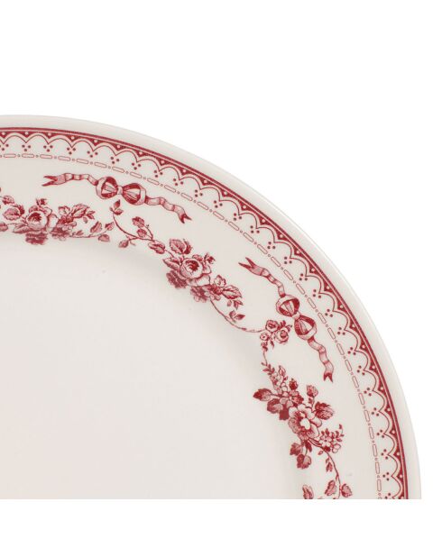 6 Assiettes plates Faustine bordeaux - D.26.5 cm