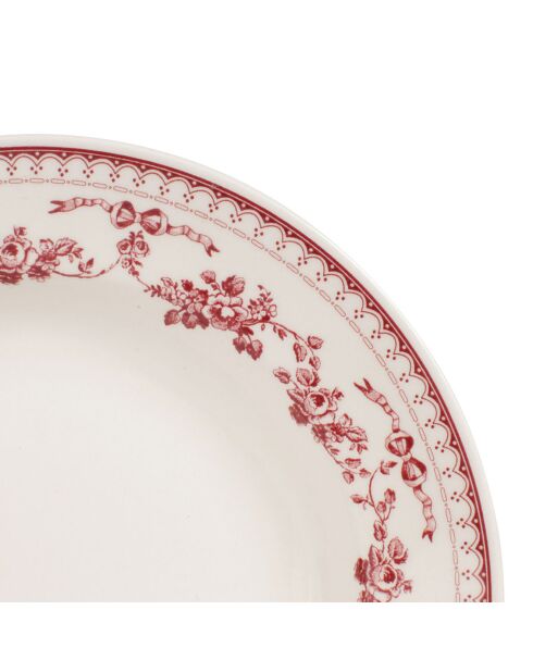 6 Assiettes creuses Faustine bordeaux - D.23 cm