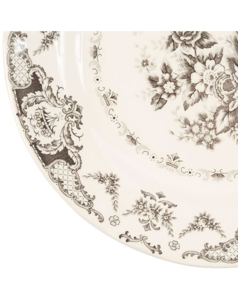 6 Assiettes plates Clothilde grises - D.26 cm