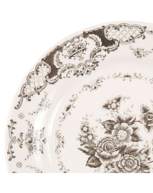 6 Assiettes à dessert Clothilde grises - D.20.5 cm