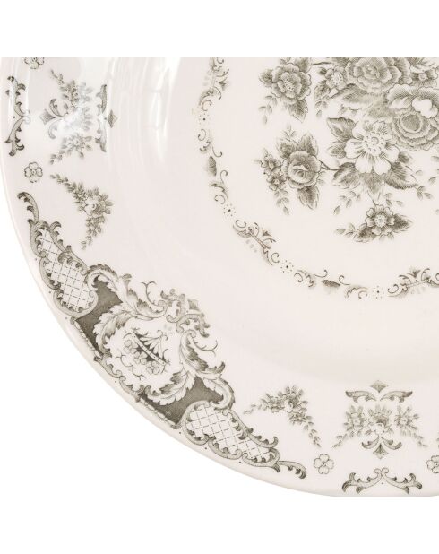 6 Assiettes creuses Clothilde grises - D.22.5 cm