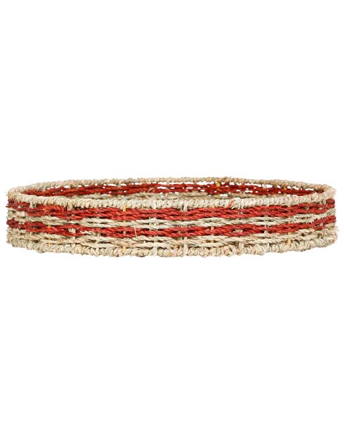 2 Plateaux ronds Damier naturel/rouge