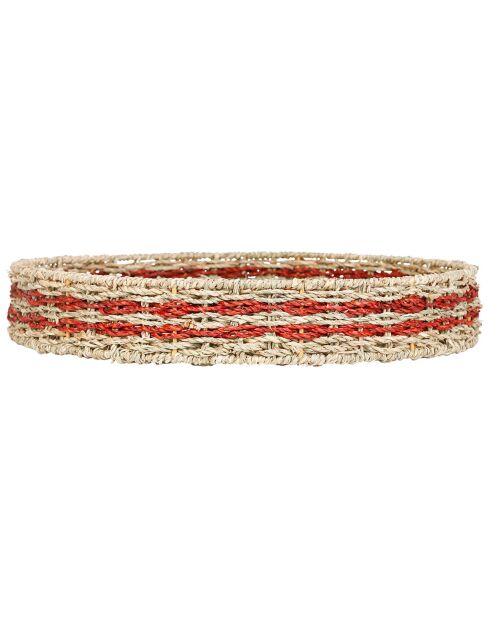 2 Plateaux ronds Damier naturel/rouge