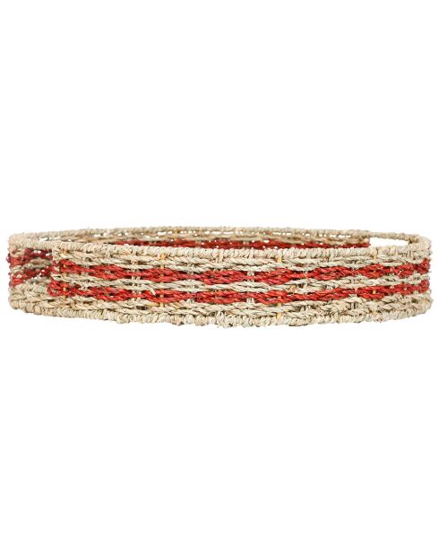 2 Plateaux ronds Damier naturel/rouge