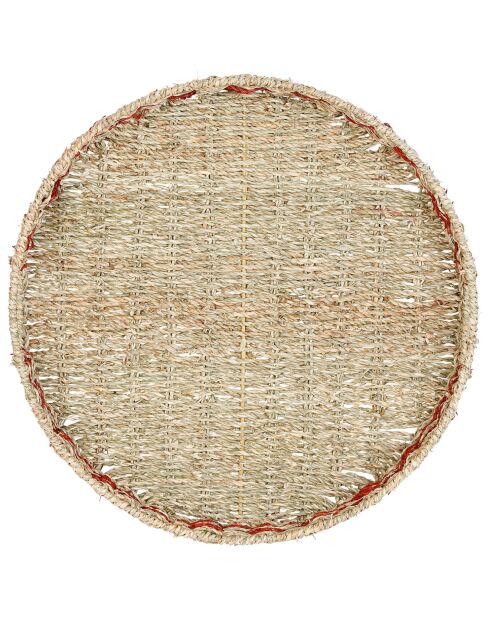 2 Plateaux ronds Damier naturel/rouge