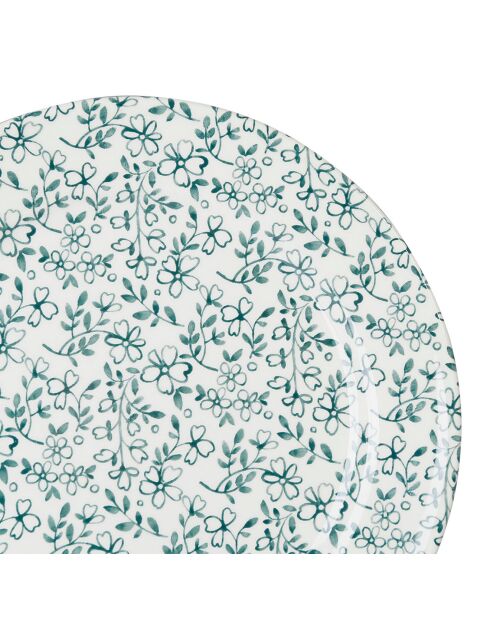 6 Assiettes plates Petit Coeur vertes - D.26.5 cm